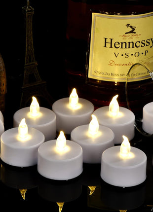Hanzim Battery Operated LED Tea Lights: 24PACK Flameless Votive Candles Lamp Realistic and Bright Flickering Holiday Gift Long Lasting 200Hours for Seasonal & Festival Celebration Warm White