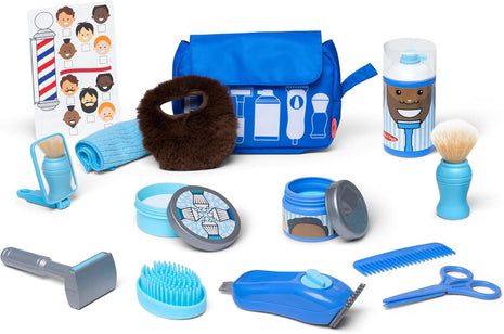 Melissa & Doug Barber Shop Pretend Play Set for Kids (16 Piece) – Shaving Toys, Wearable Beard & Grooming Accessories – Role Play Kit for Boys & Girls Ages 3+