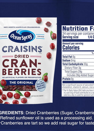 Ocean Spray Craisins Dried Cranberries, Original, 48 Ounce