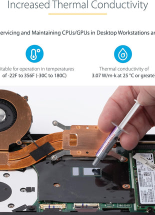 StarTech.com Thermal Paste, Metal Oxide Compound, Re-sealable Syringe (1.5g), CPU/GPU Thermal Grease Paste (SILVGREASE1)