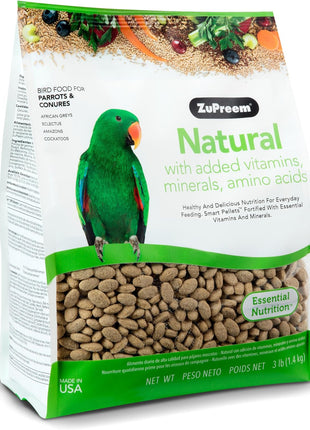 ZuPreem FruitBlend Bird Pellets, Daily Bird Food for Parrot, Conure, Caique, African Grey, Eclectus, Small Cockatoo, Core Nutrition for Medium Large Birds, Parrot Food (ML, 3.5 lbs)