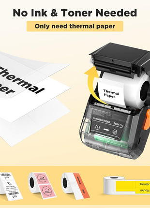 SUPVAN T50M Pro Bluetooth Label Maker Machine with Tape, Wide Waterproof Label, Versatile App with 40 Fonts and 450+ Icons, Inkless Labeler for Home, Kitchen, School, Office Organization, Black