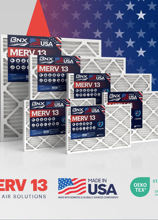 BNX TruFilter 20x20x1 MERV 13 (4-Pack) AC Furnace Air Filter - MADE IN USA - Electrostatic Pleated Air Conditioner HVAC AC Furnace Filters - Removes Pollen, Mold, Bacteria, Smoke