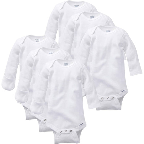 Gerber Unisex Baby Multi-Pack Long-Sleeve Onesies Bodysuit Mitten Cuff Sizes 6-Pack Mitten Cuff 0-3 Months