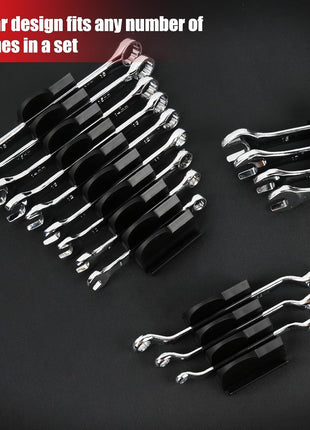48 pcs MAGNETIC Modular Wrench Organizers for Tool Drawers - Wrench Rack with Metric&SAE Labels, Perfect Tool Storage Holder with Magnet. Gift for father, brother and boyfriend (Black with Magnets)