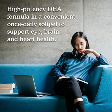 Garden of Life Dr. Formulated DHA 1,000mg Fish Oil - Lemon, Once Daily 1000mg DHA + DPA in Triglyceride Form, Single Source Omega 3 Supplement for Ultimate Eye, Brain & Heart Health, 30 Softgels