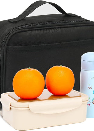 FlowFly Kids Lunch box Insulated Soft Bag Mini Cooler Back to School Thermal Meal Tote Kit for Girls, Boys, Black