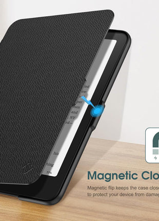 Fintie Case for 7 inch All-New Kindle Paperwhite (12th Generation, 2024) and Kindle Colorsoft - Slim Lightweight Shell PU Leather Protective Cover with Auto Sleep/Wake, Black