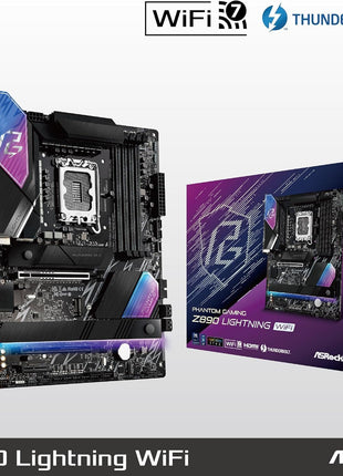 ASRock Intel Core Ultra Z890 Lightning WiFi 7 Phantom Gaming 9066 MHz DDR5 256 GB ATX Motherboard M.2 LGA1851RL-ILM