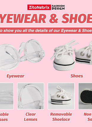 5-Pcs Handmade Crochet Doll Clothes for 15-17cm Plushies, Aesthetic Pink Knitted Set with Bear Velvet Hat, Canvas Shoes & Bag - Soft Dress-up Gear for Art Figures, Idol & Cotton Styles (No Doll)