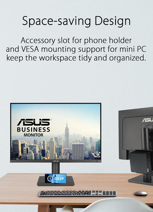 ASUS 24" Docking Monitor (BE248CFN) – WUXGA (1920x1200), IPS, 100Hz, Frameless, USB-C Docking, RJ45, Speakers, Height Adjustable, HDMI, Daisy-Chain, Eye Care, Wall Mountable, 3 yr Warranty