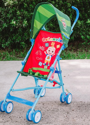 Cocomelon Umbrella Stroller with Canopy, Lightweight and Compact for Travel, 3D Stroller Red