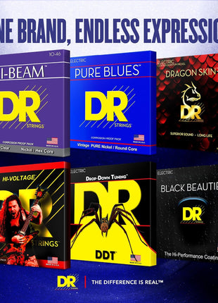 DR Strings - Pure Blues - Electric Guitar Strings 6-String Set - Medium 10-46 - Pure Nickel - 3 Pack - Electric Guitar Accessories (PHR-10-3PK)