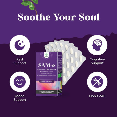 Bundle of Pure SAM E Supplement 150mg - Nootropic Same 150mg Per Serving for Memory & Brain Support and L Lysine 1000mg Free Form - L-Lysine Supplement for Eye Health Lip Care Collagen Synthesis