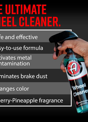 Adam's Polishes Wheel Cleaner 16oz - Tough Wheel Cleaning Spray for Car Wash Detailing | Rim Cleaner & Brake Dust Remover | Safe On Chrome Clear Coated & Plasti Dipped Wheels | Use w/Wheel Brush