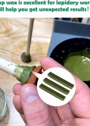 IWIWE 3PCS Green Lapidary DOP Wax - Fit for Lapidary Cabochon Forming, Cutting & Polishing (Use for Lapidary Sticks/Tools, Beeswax Based - High-Adhesion)