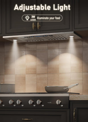 IKTCH 30 inch Built-in/Insert Range Hood 900 CFM, Ducted/Ductless Convertible Duct, Stainless Steel Kitchen Vent Hood with 4 Speed Gesture Sensing&Touch Control Panel(IKB01-30)
