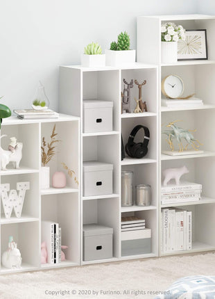 Furinno Luder Bookcase / Book / Storage , 5 Cube, White