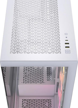 CORSAIR 3500X ARGB Mid-Tower ATX PC Case – Panoramic Tempered Glass – Reverse Connection Motherboard Compatible – 3X CORSAIR RS120 ARGB Fans Included – White