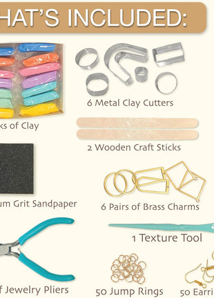 JOiFULi 132 Pc- Complete DIY Friendship Craft Set for Teens, Ages 12+ Aesthetic Polymer Clay Earring Jewelry Craft Making Set