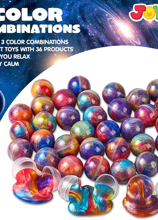 JOYIN Slime Party Favors, 36 Pack Galaxy Slime Ball- Stretchy, Non-Sticky, Mess-Free, Stress Relief, and Safe - Toys for Girls and Boys - Easter, Classroom Reward, Party Supplies, Valentines