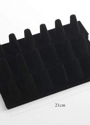 Stratalife Ring Holder 18 Slot Finger Ring Display Jewelry Holder Organizer Storage Jewelry Display Stand for Vendor Selling Velvet Black