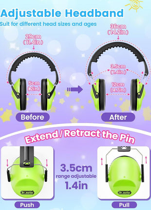 Dr.meter Ear Muffs for Noise Reduction: 27.4SNR Noise Cancelling Headphones for Kids Adults, EM100 Adjustable Hearing Protection Earmuffs for Monster Jam, Autism Sensory, Concerts, Fireworks