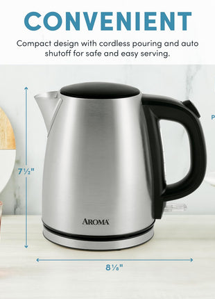 Aroma Housewares 1.0L / 4 cup Stainless Steel Electric Kettle (AWK 267SB)