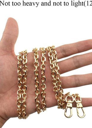 HAHIYO Mini Pochette Purse Chain Strap Thin Wide 6mm for LV Length 51.2 inches Thick 2mm Shiny Gold for Shoulder Cross Body Sling Handbag Wallet Clutch Comfortable Flat Metal Strap 1 Pack