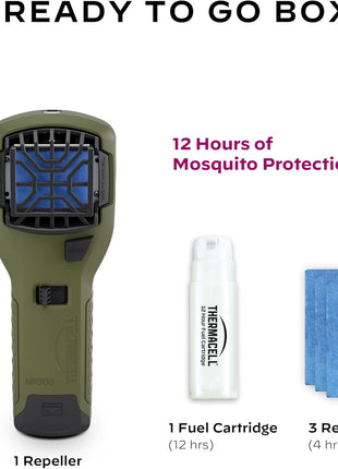 Thermacell Fuel-ZoneGuard Extreme Fuel Powered Mosquito Repeller; 15-Foot Zone of Scientifically Proven Outdoor Protection; 12-Hr Refill; DEET-Free; Bug Spray Alternative; Scent Free; Green