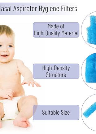 Baby Nasal Aspirator Hygiene Filters with Tweezer, 100 Pack, Nasal Suction Filters for Babies