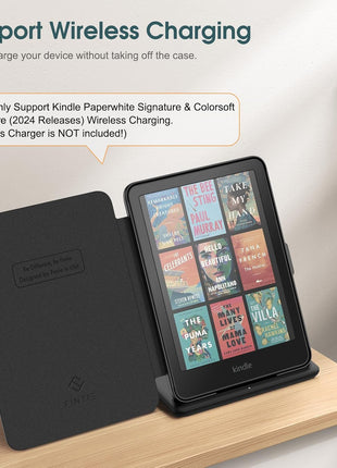 Fintie Case for 7 inch All-New Kindle Paperwhite (12th Generation, 2024) and Kindle Colorsoft - Slim Lightweight Shell PU Leather Protective Cover with Auto Sleep/Wake, Black