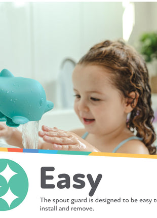Nuby Bathtub Safety Spout Guard - Compatible with Most Standard Faucets - Bath Toys - Dolphin