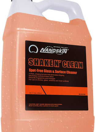 Nanoskin SHAKE N' CLEAN Glass Cleaner 1 Gallon – Thick Clinging Sprayable Glass Cleaning Solution | For Auto and Home for a Streak-Free Shine | Safe for Tinted and Non-Tinted Windows | Ammonia Free