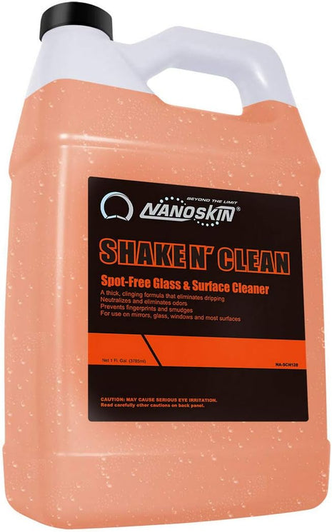 Nanoskin SHAKE N' CLEAN Glass Cleaner 1 Gallon – Thick Clinging Sprayable Glass Cleaning Solution | For Auto and Home for a Streak-Free Shine | Safe for Tinted and Non-Tinted Windows | Ammonia Free