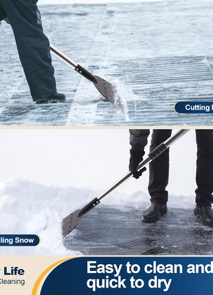 Yocada Snow Shovel ice Scraper Tool 66.3 inch Tall Long Handle Heavy Duty Snow Ice Remover Scraper Weed Removal Tool for Driveway Walkway Road Outdoor Garden Lawn