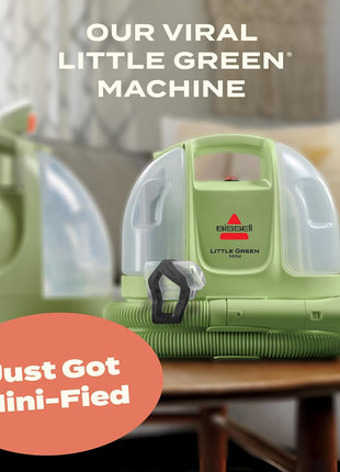 BISSELL Little Green Mini Portable Carpet and Upholstery Deep Cleaner, Car/Auto Detailer, with HydroRinse Self Cleaning Tool and 4 inch Tough Stain Tool, Tea Green, 4075