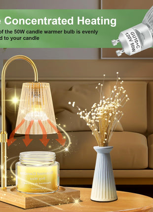 SerBion GU10 120V 50W Halogen Light Bulbs for Track and Range Hood, GU10+C Candle Warmer Lamp with Dimmable, 2700K Warm White, 6000+Hours Long-Lasting Pack of 6
