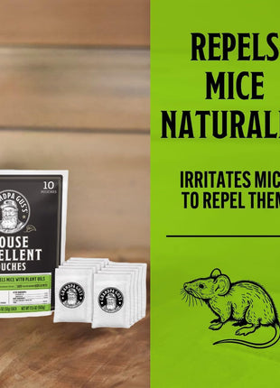 Grandpa Gus's Extra-Strength Mouse Repellent Pouches, Peppermint & Cinnamon Oil, Natural Rodent Deterrent Control for Garage, RV, Car, Basement, Attic, Storage, 1.75 Oz (Pack of 10)