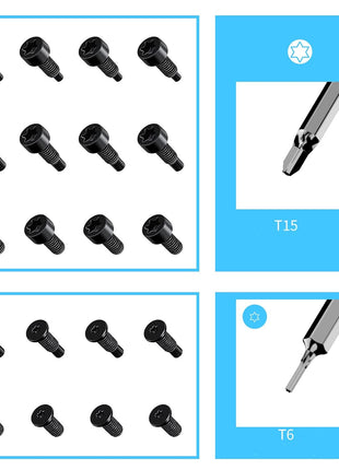 RingDoorbell Screws Replacement, Blue Double-Ended T6 T15 Screwdriver with 20Pcs/5Set Doorbell Security Screws for Camera Video Doorbell Replacement Kits Compatible with All R/ing Doorbells