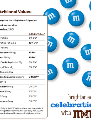 M&M’S WORLD Blue Candy Bulk - Milk Chocolate Candy, 2 lbs Resealable Pack for Graduation, Wedding, 4th of July, Birthdays, Party Favors, Boy Baby Showers, Gender Reveal Ideas, Easter and more