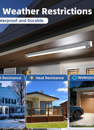 hykolity Solar Powered Shop Light with Motion Sensor, 3FT 17W (100-Watt Equivalent),Integrated LED IP65 Waterproof Outdoor Motion Sensor Shop Light for Garage, Barn, House - 2 Pack