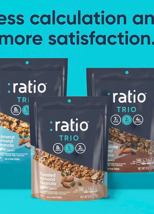 Ratio Trio Coconut Almond Granola Cereal, 1g Sugar, Keto Friendly, 8 oz Resealable Bag