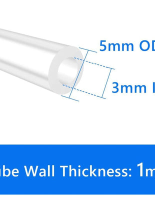 Quickun Pure Silicone Tubing, 3mm ID x 5mm OD High Temp Food Grade Tube Pure Silicone Hose Tube for Home Brewing, Beer Line, Kegerator, Wine Making, Aquaponics, Air Hose by Proper Pour (3.28 Ft)