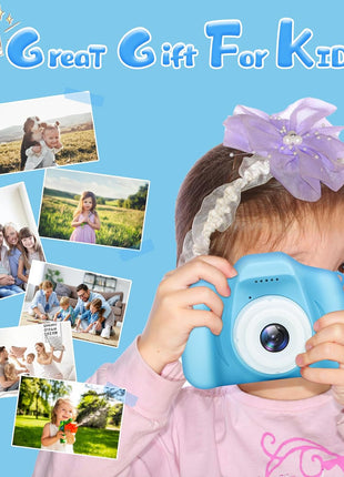 Kids Camera for Boys and Girls, GPOSY Digital Camera for Kids, Toddler Camera Christmas Birthday Toy Gifts for Kids Age 3 4 5 6 7 8 9 10 with 32GB SD Card, Video Recorder 1080P HD(Blue)