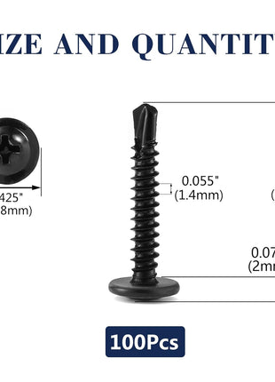 #8 x 1 inch Sheet Metal Screws 100Pcs 410 Stainless Steel Truss Head Fast Self Tapping Screws Black Oxide by SG TZH