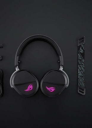 ASUS ROG Pelta Wireless Gaming Headset with Detachable Mic – Tri-Mode (BT, 2.4GHz, USB-C) 50mm Titanium-Plated Drivers, 70Hr Battery, Ergonomic, Lightweight, for PC, PS5, PS4, Switch, Mobile - Black