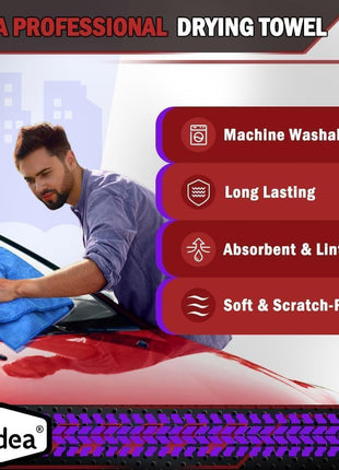 AIDEA Microfiber Towels for Cars-2PK, Large Professional Car Drying Towel, Scratch-Free & Absorbent Drying Towel for Cars, SUVs, RVs, Trucks, and Boats, 24inx 31in, Blue
