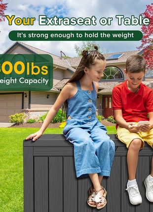 45 Gallon Waterproof Deck Box, Lockable Resin Storage Box for Patio Furniture Cushions, Garden Tools & Outdoor Delivery - Black, Easy Assembly, Multipurpose Patio Seat Bench