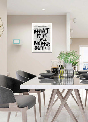 Drimiler Retro Black And White Newspaper Poster What If It All Works Out Canvas Wall Art Positive Affirming Quote Minimalist Prints Painting For Home Bedroom Dorm Wall Decor 8x12in Unframed